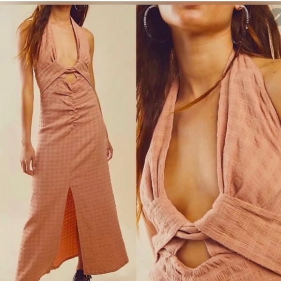 Free People Endless Summer Nya Maxi Halter Dress Women's Sz Large - Picture 1 of 11